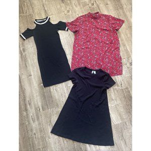 Forever 21 Ribbed Open Shoulder Mini Dress S Red Swing Dress S Old Navy Black
